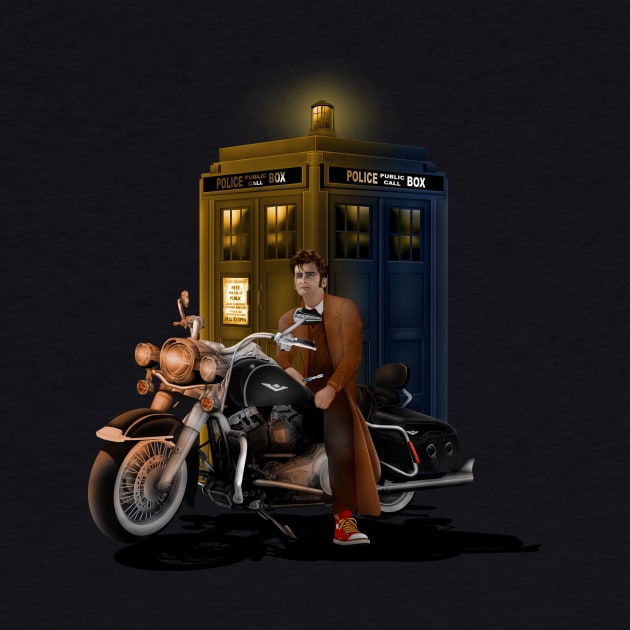 10th Doctor with Big Motorcycle by Dezigner007